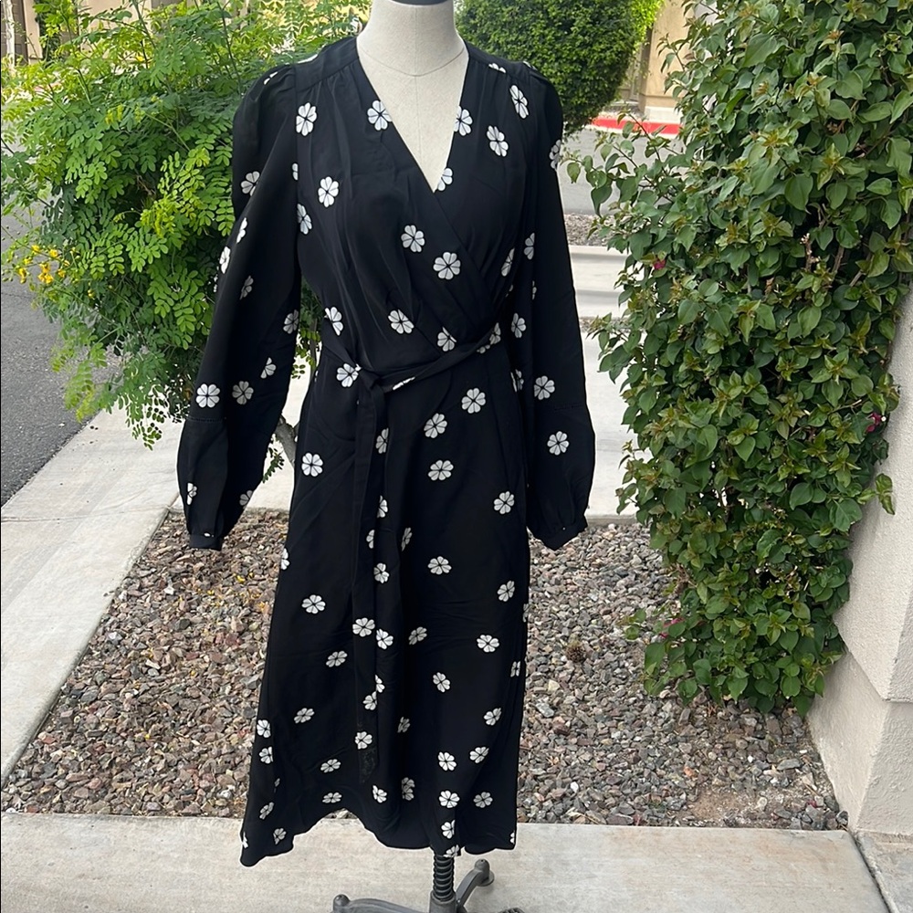 Kate Spade Floral Black Wrap Dress